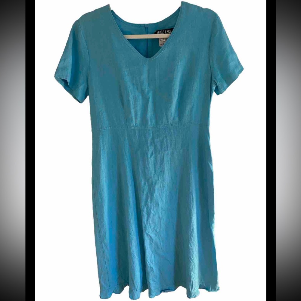 Melissa Collection Women’s Size 6 Vintage Linen Fit and Flare Ruffle Hem Midi…